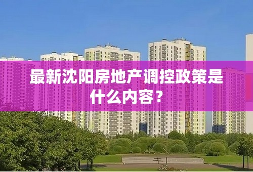 最新沈阳房地产调控政策是什么内容？