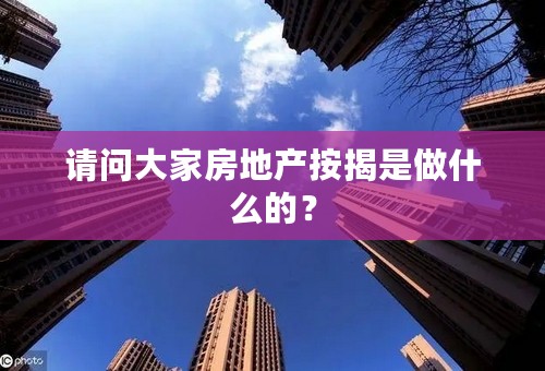 请问大家房地产按揭是做什么的？