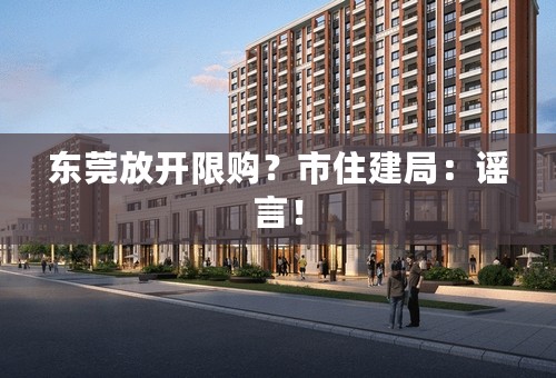 东莞放开限购？市住建局：谣言！