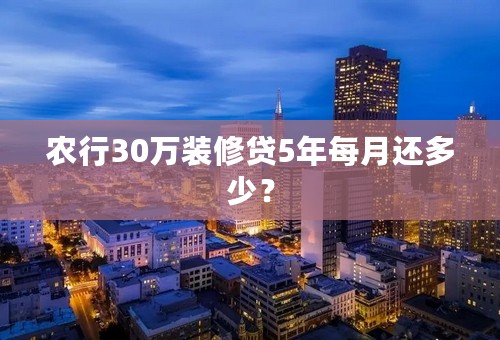 农行30万装修贷5年每月还多少？