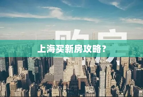 上海买新房攻略？