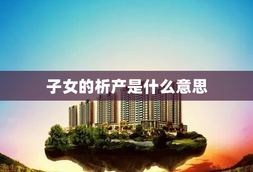 子女的析产是什么意思