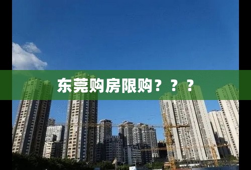 东莞购房限购？？？