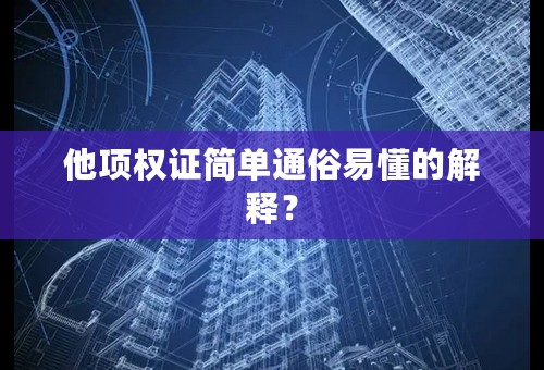 他项权证简单通俗易懂的解释？