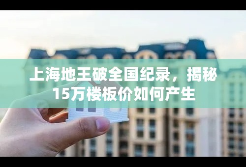 上海地王破全国纪录，揭秘15万楼板价如何产生