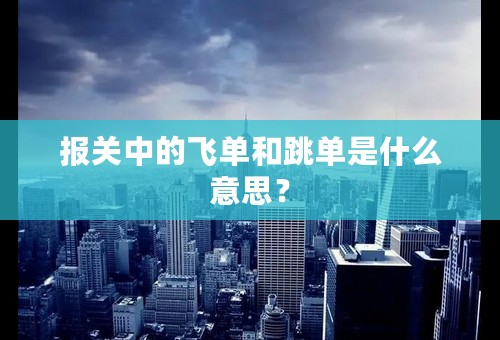 报关中的飞单和跳单是什么意思？