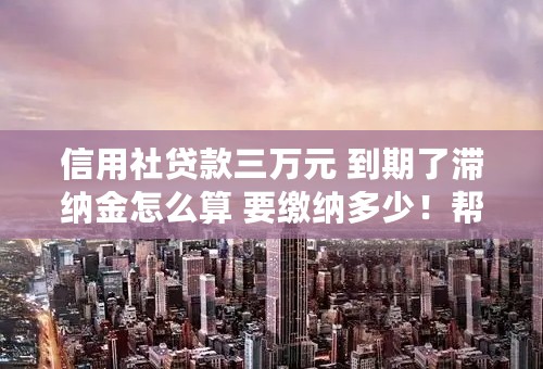 信用社贷款三万元 到期了滞纳金怎么算 要缴纳多少！帮帮忙吧？