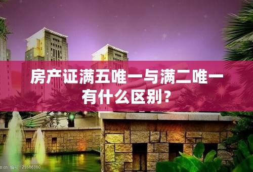 房产证满五唯一与满二唯一有什么区别？