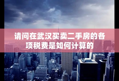 请问在武汉买卖二手房的各项税费是如何计算的