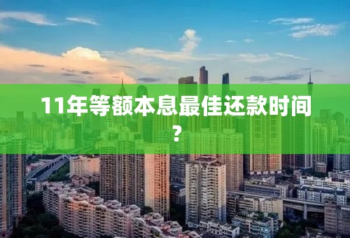 11年等额本息最佳还款时间？