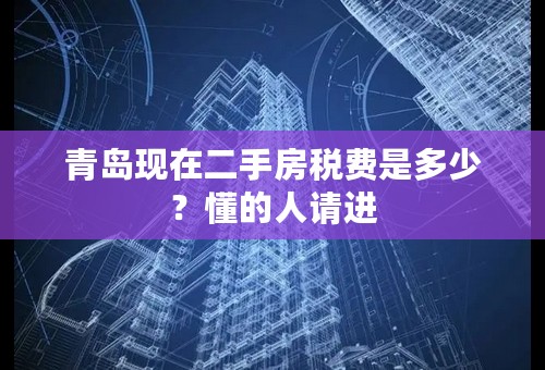 青岛现在二手房税费是多少？懂的人请进