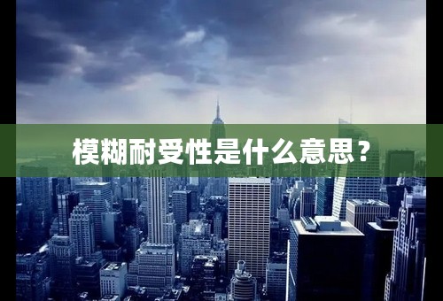 模糊耐受性是什么意思？