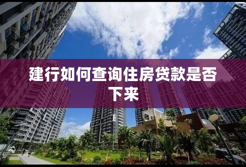 建行如何查询住房贷款是否下来