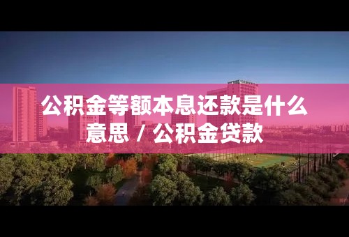 公积金等额本息还款是什么意思 / 公积金贷款