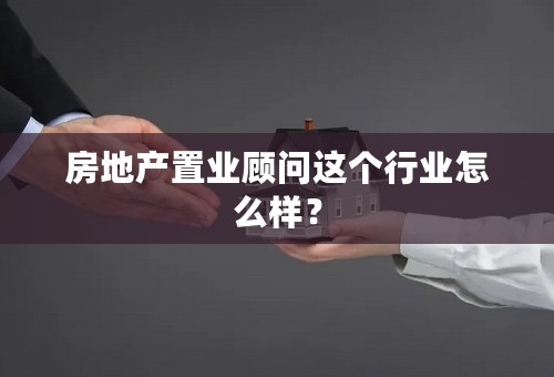 房地产置业顾问这个行业怎么样？