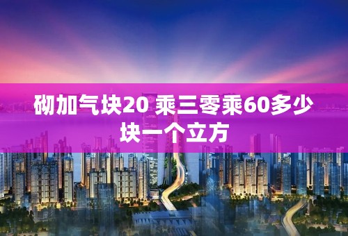 砌加气块20 乘三零乘60多少块一个立方