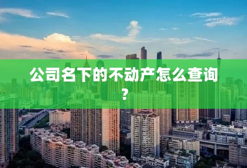 公司名下的不动产怎么查询？