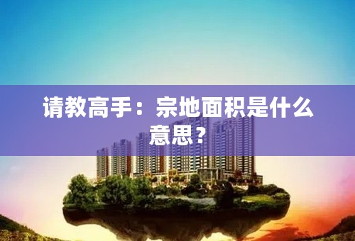 请教高手：宗地面积是什么意思？