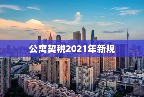 公寓契税2021年新规