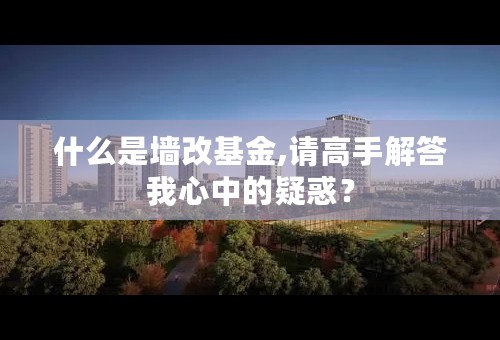 什么是墙改基金,请高手解答我心中的疑惑？