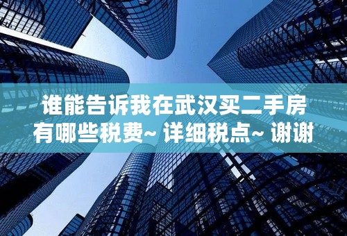 谁能告诉我在武汉买二手房有哪些税费~ 详细税点~ 谢谢