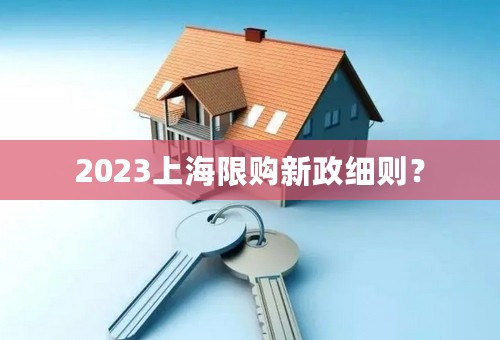 2023上海限购新政细则？