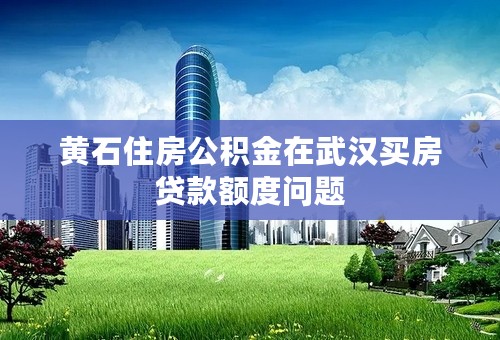 黄石住房公积金在武汉买房贷款额度问题