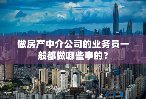 做房产中介公司的业务员一般都做哪些事的？