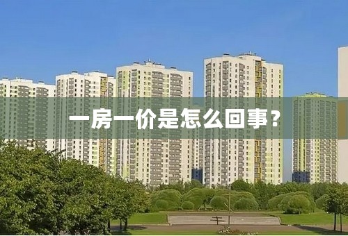 一房一价是怎么回事？