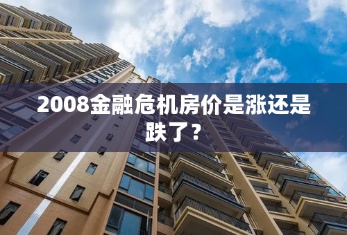 2008金融危机房价是涨还是跌了？