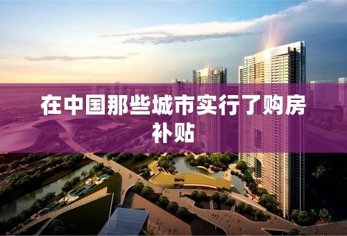 在中国那些城市实行了购房补贴