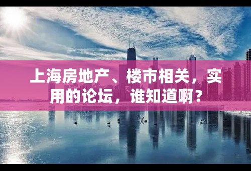 上海房地产、楼市相关，实用的论坛，谁知道啊？