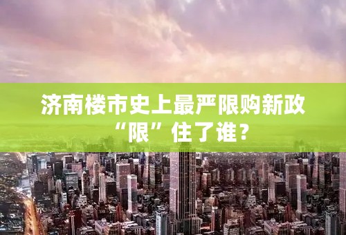 济南楼市史上最严限购新政“限”住了谁？