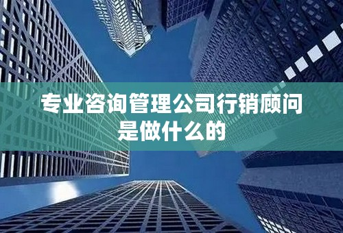 专业咨询管理公司行销顾问是做什么的