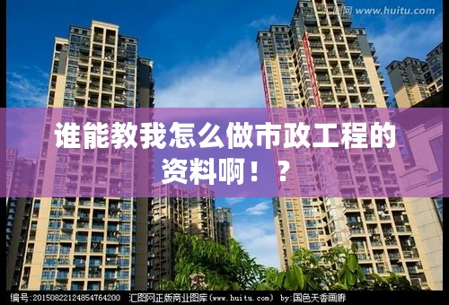 谁能教我怎么做市政工程的资料啊！？