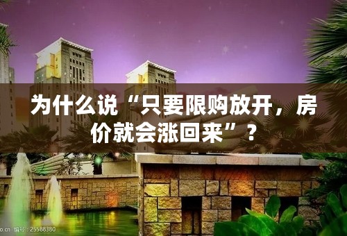 为什么说“只要限购放开，房价就会涨回来”？