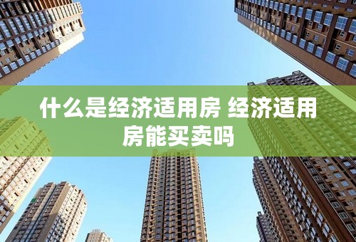 什么是经济适用房 经济适用房能买卖吗