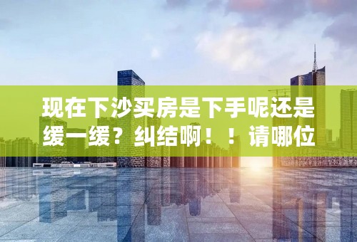 现在下沙买房是下手呢还是缓一缓？纠结啊！！请哪位高人指点分析一二...