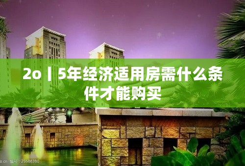 2o丨5年经济适用房需什么条件才能购买