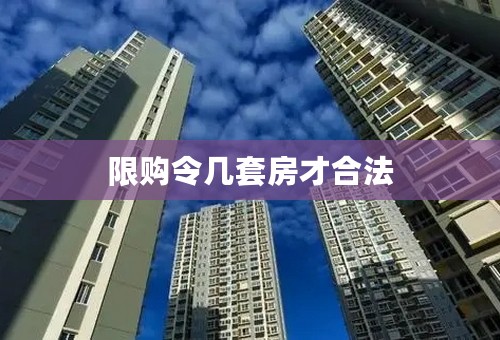 限购令几套房才合法