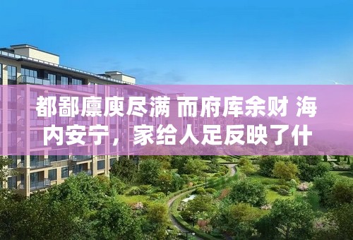 都鄙廪庾尽满 而府库余财 海内安宁，家给人足反映了什么经济措施？这些措施有何作用？