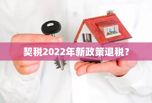 契税2022年新政策退税？