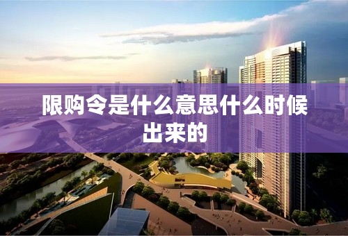 限购令是什么意思什么时候出来的