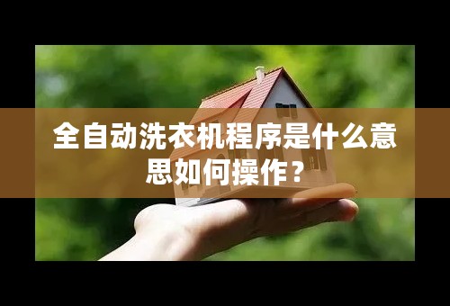 全自动洗衣机程序是什么意思如何操作？