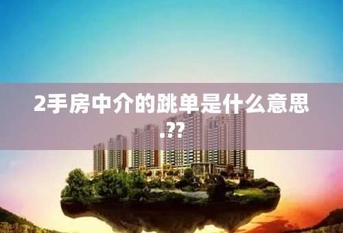 2手房中介的跳单是什么意思.??