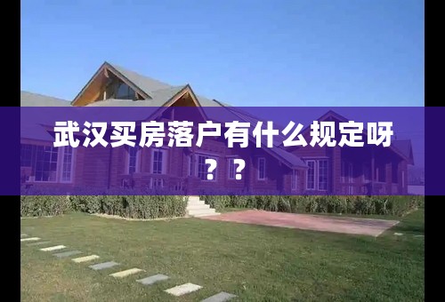 武汉买房落户有什么规定呀？？