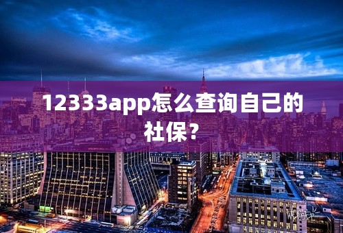 12333app怎么查询自己的社保？