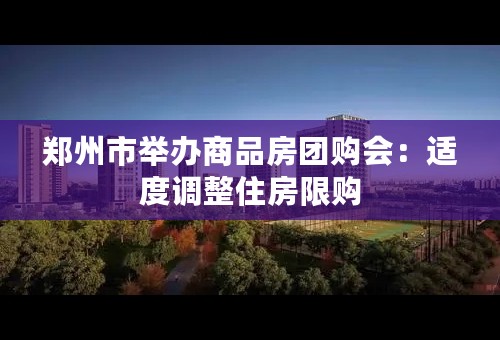 郑州市举办商品房团购会：适度调整住房限购