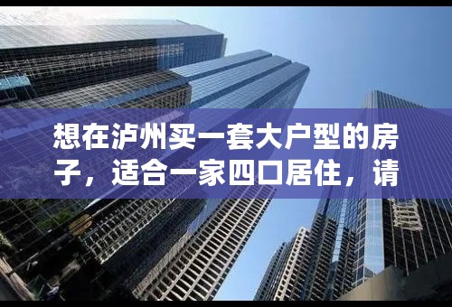 想在泸州买一套大户型的房子，适合一家四口居住，请问有什么推荐的吗？