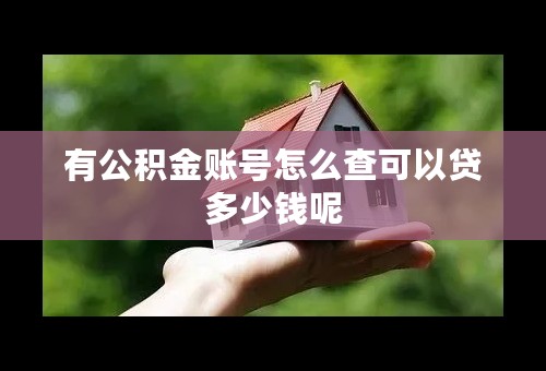 有公积金账号怎么查可以贷多少钱呢